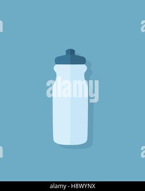 Flat icon of water bottle for fitness and sport activity with valve. Stock Vector