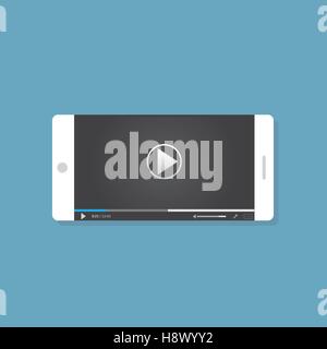 Simple flat illustration. Phone and video player. Stock Vector