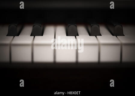 Piano keyboard frontal shallow depth of field Stock Photo
