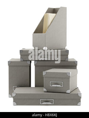 office cardboard boxes isolated on white background Stock Photo