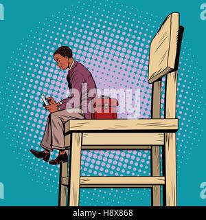 Small business man on the big chair, and smartphone Stock Vector