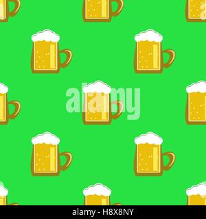 Beer Mug Seamless Pattern. Stock Vector