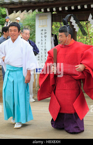 Japan, Sakura City, festival, shinto priests, people, Stock Photo