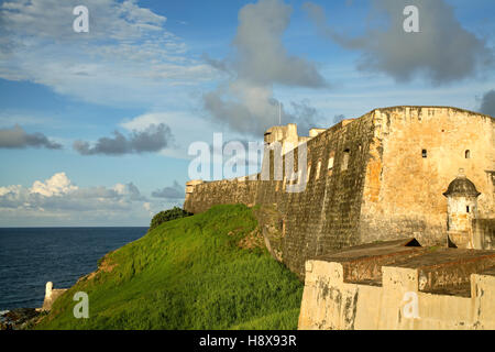 Sentry house and ramparts, San Cristobal Castle (1765-1783), San Juan National Historic Site, Old San Juan, Puerto Rico Stock Photo