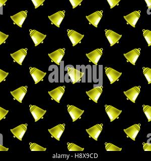Retro Yellow School Bell Seamless Pattern Stock Vector