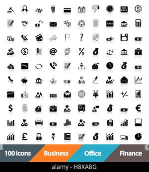 100 icons Business, Office & Finance. Vector Illustration. Stock Vector