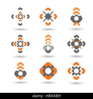 Collection of 9 design elements and graphics. Vector. CMYK. Stock Vector