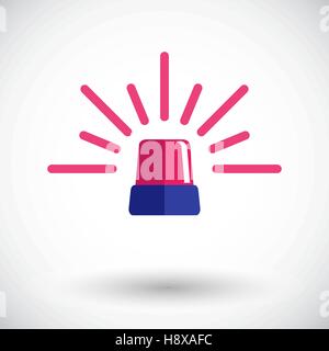 Red flashing emergency light. Flat design. Vector Illustration. Stock Vector