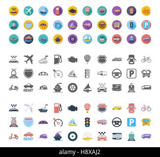 Transportation icons set. Flat vector related different styles icons set for web and mobile applications. It can be used as - logo, pictogram, icon Stock Vector