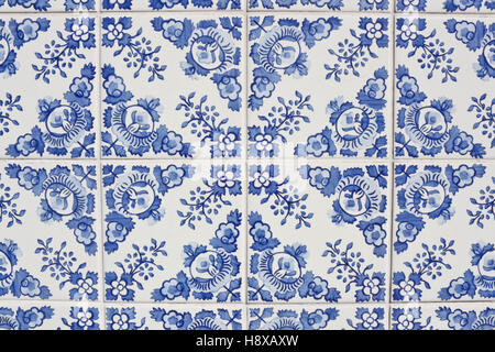 Traditional portuguese tiles, azulejos, in Porto. Stock Photo