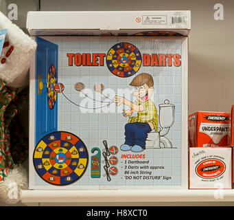 Toilet Darts game for sale at It'sugar, a candy by the pound chain store, this one being on Broadway in Greenwich Village. Stock Photo