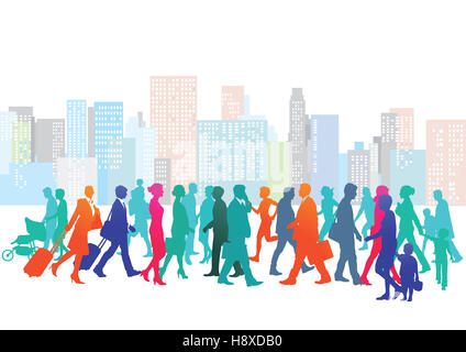 Cityscape with people Stock Photo