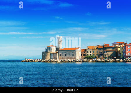 Old town of Piran in Slovenia on the coast of Adriatic sea