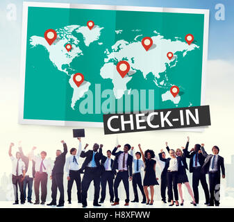 Check In Cartography Location Spot Travel World Global Concept Stock Photo