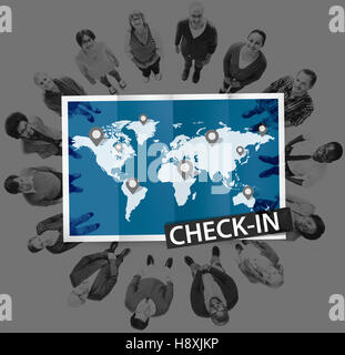 Check In Cartography Location Spot Travel World Global Concept Stock Photo