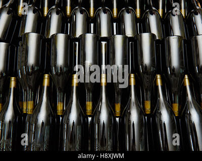 Wine bottles in factory close-up Stock Photo