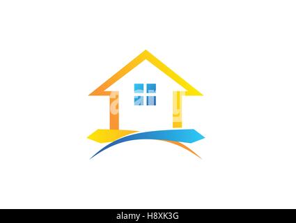 home arrow logo, house symbol, real estate icon, building vector design Stock Vector