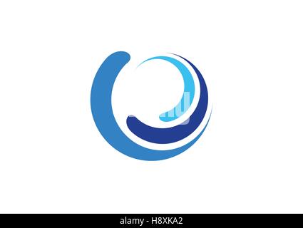 Blue circle with swirl. Wave sign. Spiral motion Stock Vector