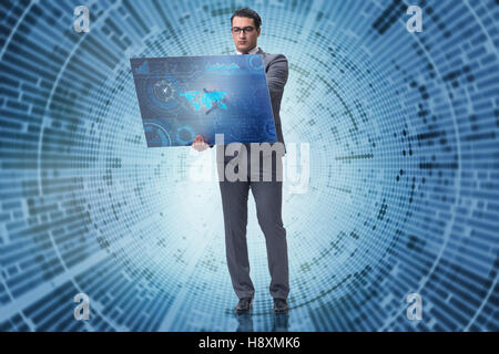 Young businessman in data mining concept Stock Photo