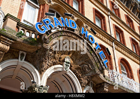 Entrance to The Grand Hotel, Scarborough, North Yorks. UK Stock Photo