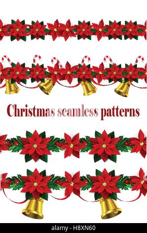 Set of n Seamless Christmas borders Stock Vector