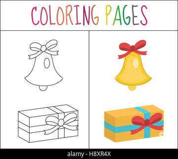Christmas Bell Coloring Page for Kids Stock Vector Image & Art - Alamy