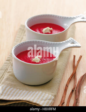 Cold beetroot soup for the summer season. Stock Photo