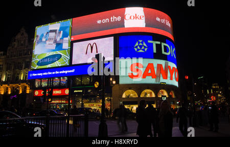 Neon signs, Piccadilly Circus at night, London, England, Great Britain, Europe Stock Photo