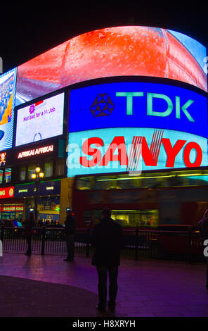 Neon signs, Piccadilly Circus at night, London, England, Great Britain, Europe Stock Photo