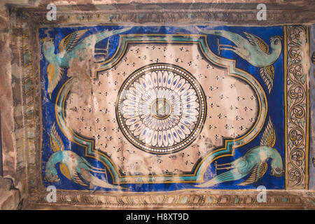 Paintings on the ceiling, Nandi Mandapa, Brihadisvara Temple, Tanjore, Tamil Nadu, India. Stock Photo