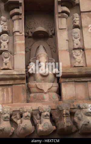 Ganesha, lower niche on the southern wall, Brihadisvara Temple, Tanjore, Tamil Nadu, India. Stock Photo