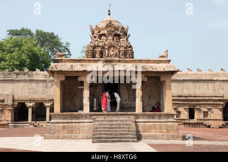 Ganesha shrine in the south west, Brihadisvara Temple complex, Tanjore, Tamil Nadu, India. Stock Photo