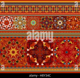 Rich ethnic seamless pattern geometric design. Mandala style. Vector illustraton background Stock Vector