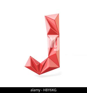 Red modern triangular font letter J. 3D render illustration isolated on white background Stock Photo