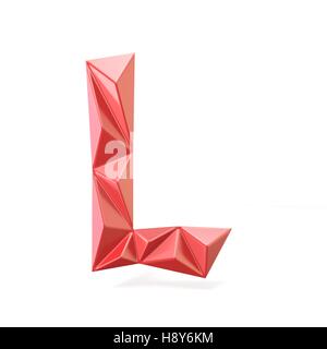 Red modern triangular font letter L. 3D render illustration isolated on white background Stock Photo