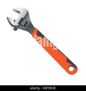tool, hand, vector, repair, wrench, construction, metal, carpentry, design, illustration, isolated, white background Stock Vector