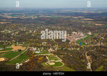 Aerial photograph of Galena, Illinois, looking toward the east. Stock Photo