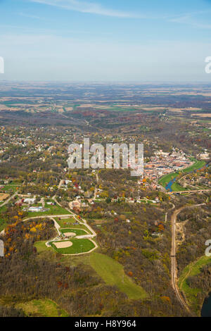 Aerial photograph of Galena, Illinois, looking toward the east. Stock Photo