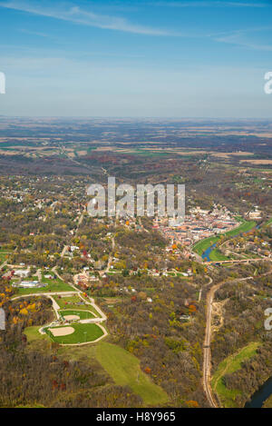 Aerial photograph of Galena, Illinois, looking toward the east. Stock Photo