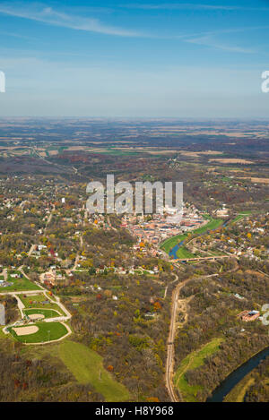 Aerial photograph of Galena, Illinois, looking toward the east. Stock Photo