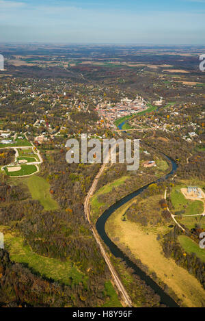 Aerial photograph of Galena, Illinois, looking toward the east. Stock Photo