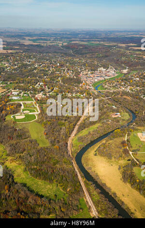 Aerial photograph of Galena, Illinois, looking toward the east. Stock Photo