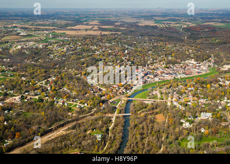 Aerial photograph of Galena, Illinois, looking toward the east. Stock Photo