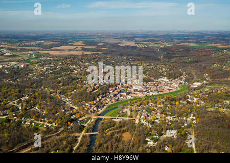 Aerial photograph of Galena, Illinois, looking toward the east. Stock Photo