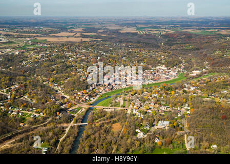 Aerial photograph of Galena, Illinois, looking toward the east. Stock Photo