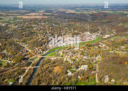 Aerial photograph of Galena, Illinois, looking toward the east. Stock Photo