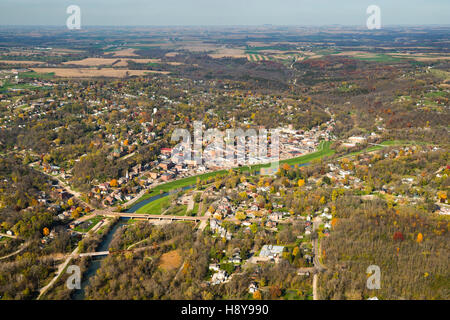 Aerial photograph of Galena, Illinois, looking toward the east. Stock Photo