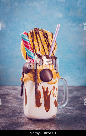 Extreme milkshake in jar Stock Photo