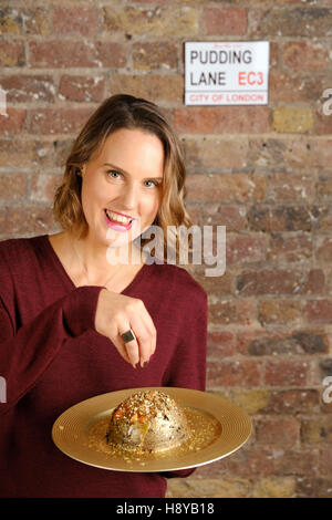 Frances Quinn, winner of the Great British Bake Off 2013, unveils a selection of puddings to celebrate National Pudding Day &ETH; Friday November 18 Stock Photo