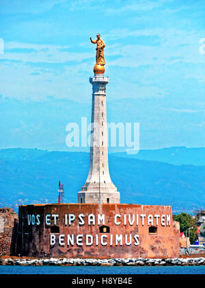 Statue Of The Golden Madonna At The Entrance To Messina Harbour, Sicily ...